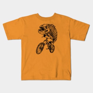 SEEMBO Piranha Cycling Bicycle Cyclist Biker Biking Fun Bike Kids T-Shirt